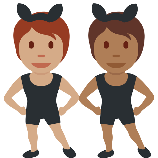 People with Bunny Ears: Medium Skin Tone, Medium-Dark Skin Tone People with Bunny Ears: Medium Skin Tone, Medium-Dark Skin Tone