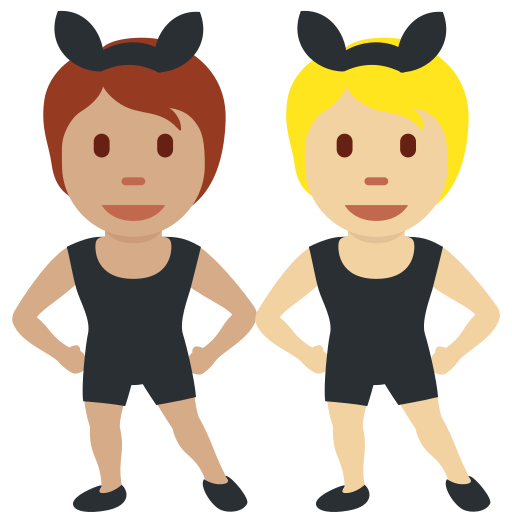 People with Bunny Ears: Medium Skin Tone, Medium-Light Skin Tone People with Bunny Ears: Medium Skin Tone, Medium-Light Skin Tone