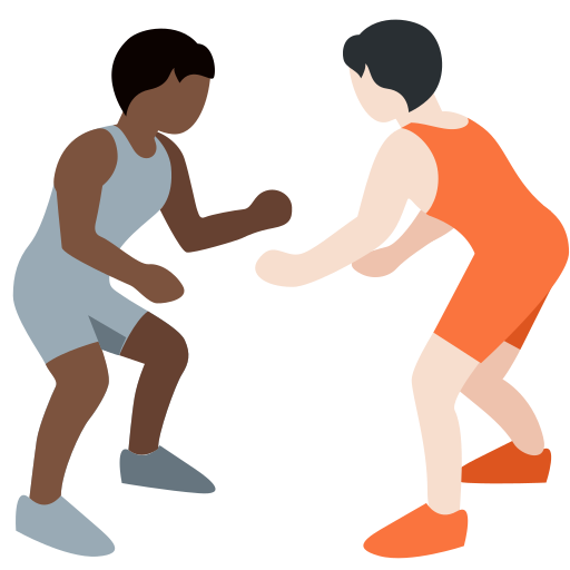 People Wrestling: Dark Skin Tone, Light Skin Tone People Wrestling: Dark Skin Tone, Light Skin Tone