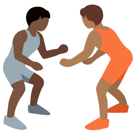 People Wrestling: Dark Skin Tone, Medium-Dark Skin Tone People Wrestling: Dark Skin Tone, Medium-Dark Skin Tone
