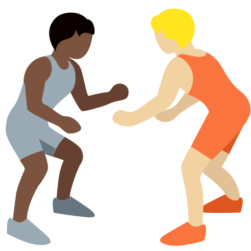 People Wrestling: Dark Skin Tone, Medium-Light Skin Tone People Wrestling: Dark Skin Tone, Medium-Light Skin Tone