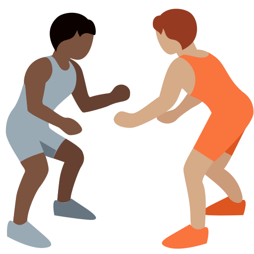 People Wrestling: Dark Skin Tone, Medium Skin Tone People Wrestling: Dark Skin Tone, Medium Skin Tone