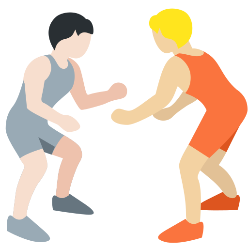 People Wrestling: Light Skin Tone, Medium-Light Skin Tone People Wrestling: Light Skin Tone, Medium-Light Skin Tone