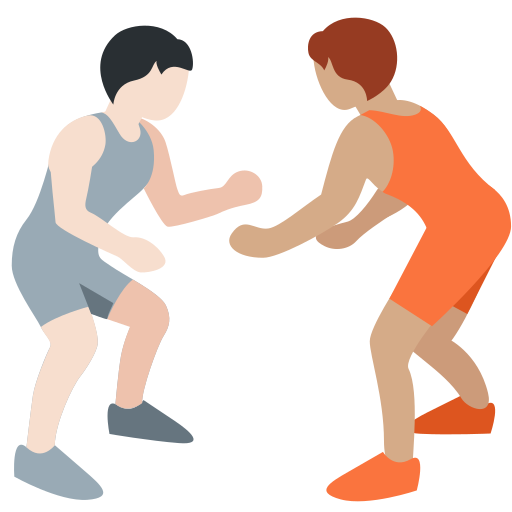 People Wrestling: Light Skin Tone, Medium Skin Tone People Wrestling: Light Skin Tone, Medium Skin Tone