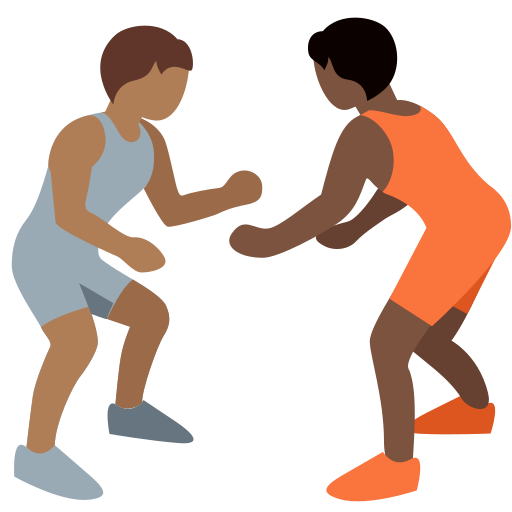 People Wrestling: Medium-Dark Skin Tone, Dark Skin Tone People Wrestling: Medium-Dark Skin Tone, Dark Skin Tone