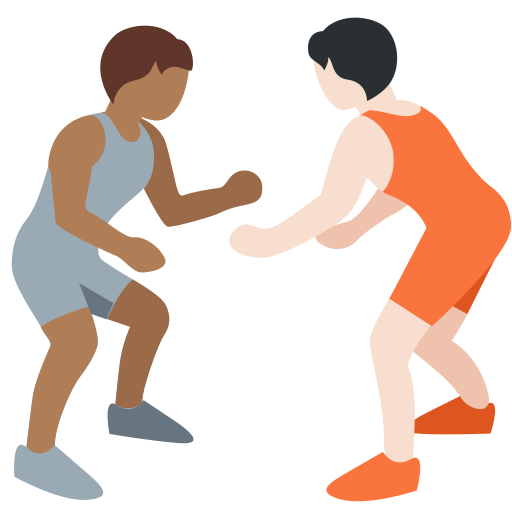 People Wrestling: Medium-Dark Skin Tone, Light Skin Tone People Wrestling: Medium-Dark Skin Tone, Light Skin Tone