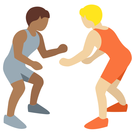 People Wrestling: Medium-Dark Skin Tone, Medium-Light Skin Tone People Wrestling: Medium-Dark Skin Tone, Medium-Light Skin Tone