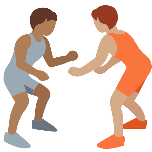 People Wrestling: Medium-Dark Skin Tone, Medium Skin Tone People Wrestling: Medium-Dark Skin Tone, Medium Skin Tone