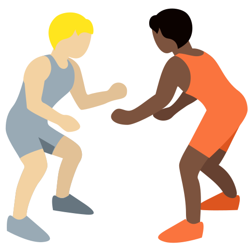 People Wrestling: Medium-Light Skin Tone, Dark Skin Tone People Wrestling: Medium-Light Skin Tone, Dark Skin Tone