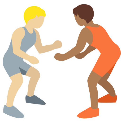 People Wrestling: Medium-Light Skin Tone, Medium-Dark Skin Tone People Wrestling: Medium-Light Skin Tone, Medium-Dark Skin Tone
