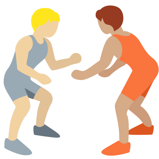 People Wrestling: Medium-Light Skin Tone, Medium Skin Tone People Wrestling: Medium-Light Skin Tone, Medium Skin Tone