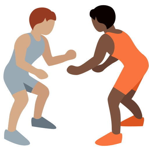 People Wrestling: Medium Skin Tone, Dark Skin Tone People Wrestling: Medium Skin Tone, Dark Skin Tone