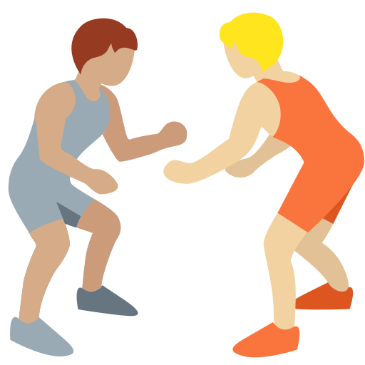 People Wrestling: Medium Skin Tone, Medium-Light Skin Tone People Wrestling: Medium Skin Tone, Medium-Light Skin Tone