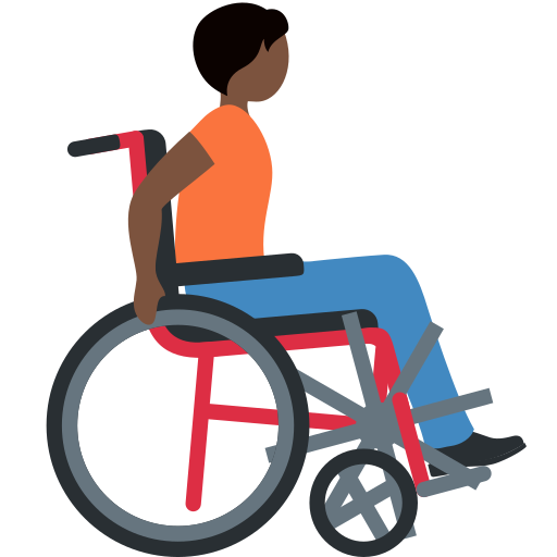 Person in Manual Wheelchair Facing Right: Dark Skin Tone Person in Manual Wheelchair Facing Right: Dark Skin Tone