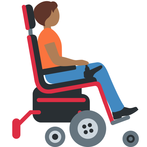 Person in Motorized Wheelchair Facing Right: Medium-Dark Skin Tone Person in Motorized Wheelchair Facing Right: Medium-Dark Skin Tone
