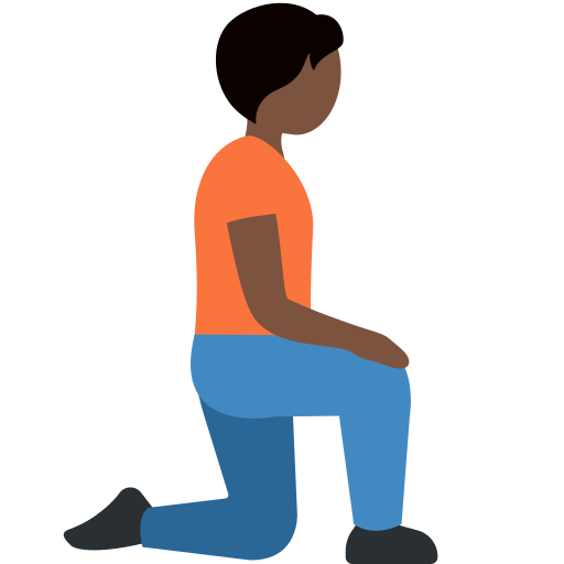Person Kneeling Facing Right: Dark Skin Tone Person Kneeling Facing Right: Dark Skin Tone