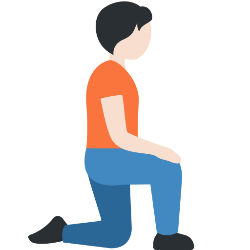 Person Kneeling Facing Right: Light Skin Tone Person Kneeling Facing Right: Light Skin Tone