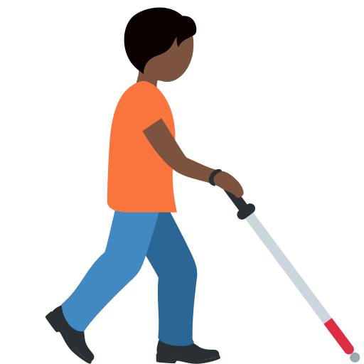 Person with White Cane: Dark Skin Tone, Facing Right Person with White Cane: Dark Skin Tone, Facing Right