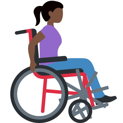 Woman in Manual Wheelchair Facing Right: Dark Skin Tone Woman in Manual Wheelchair Facing Right: Dark Skin Tone