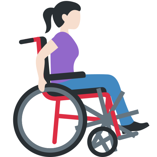 Woman in Manual Wheelchair Facing Right: Light Skin Tone Woman in Manual Wheelchair Facing Right: Light Skin Tone