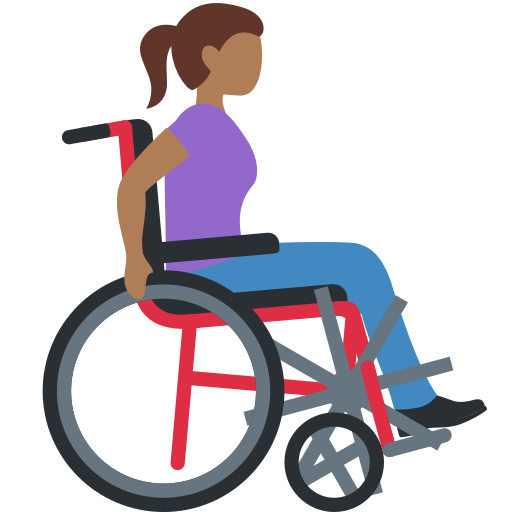 Woman in Manual Wheelchair Facing Right: Medium-Dark Skin Tone Woman in Manual Wheelchair Facing Right: Medium-Dark Skin Tone