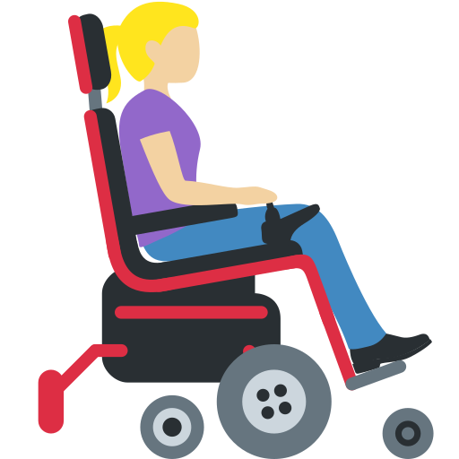 Woman in Motorized Wheelchair Facing Right: Medium-Light Skin Tone Woman in Motorized Wheelchair Facing Right: Medium-Light Skin Tone