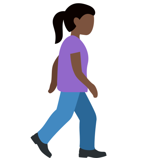 Woman Walking Facing Right: Dark Skin Tone Woman Walking Facing Right: Dark Skin Tone