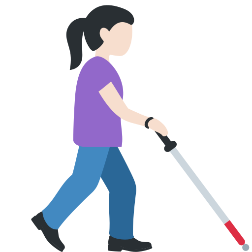Woman with White Cane: Light Skin Tone, Facing Right Woman with White Cane: Light Skin Tone, Facing Right