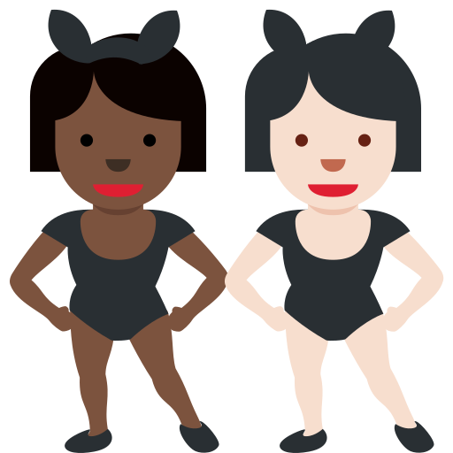 Women with Bunny Ears: Dark Skin Tone, Light Skin Tone Women with Bunny Ears: Dark Skin Tone, Light Skin Tone