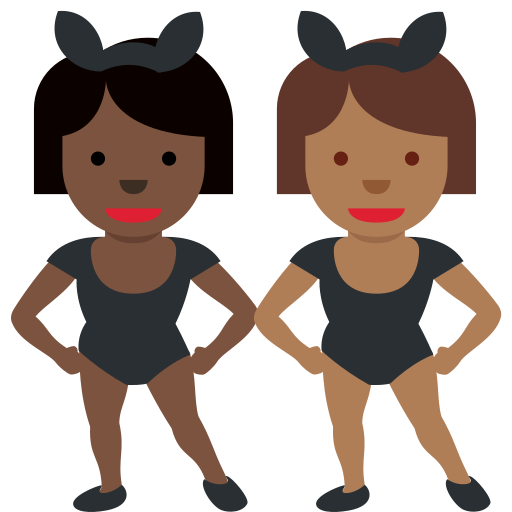 Women with Bunny Ears: Dark Skin Tone, Medium-Dark Skin Tone Women with Bunny Ears: Dark Skin Tone, Medium-Dark Skin Tone
