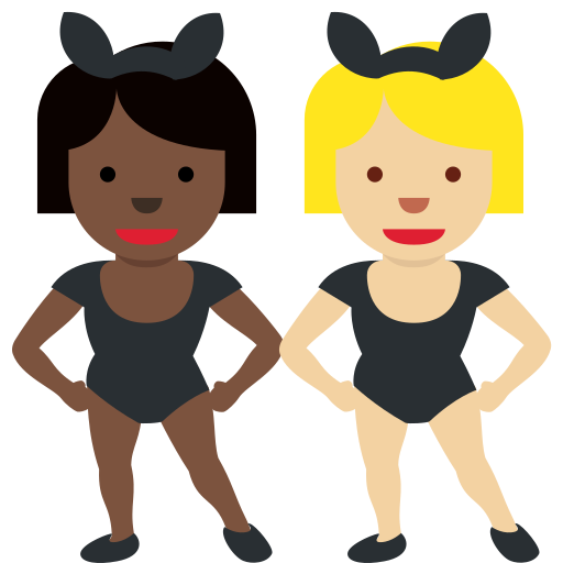 Women with Bunny Ears: Dark Skin Tone, Medium-Light Skin Tone Women with Bunny Ears: Dark Skin Tone, Medium-Light Skin Tone