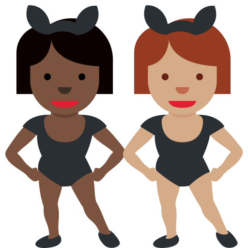 Women with Bunny Ears: Dark Skin Tone, Medium Skin Tone Women with Bunny Ears: Dark Skin Tone, Medium Skin Tone