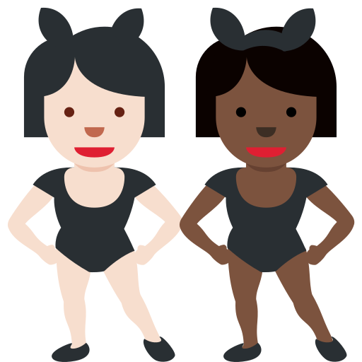Women with Bunny Ears: Light Skin Tone, Dark Skin Tone Women with Bunny Ears: Light Skin Tone, Dark Skin Tone