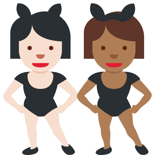 Women with Bunny Ears: Light Skin Tone, Medium-Dark Skin Tone Women with Bunny Ears: Light Skin Tone, Medium-Dark Skin Tone