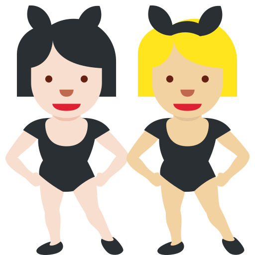 Women with Bunny Ears: Light Skin Tone, Medium-Light Skin Tone Women with Bunny Ears: Light Skin Tone, Medium-Light Skin Tone