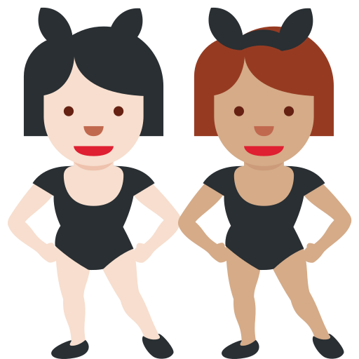 Women with Bunny Ears: Light Skin Tone, Medium Skin Tone Women with Bunny Ears: Light Skin Tone, Medium Skin Tone