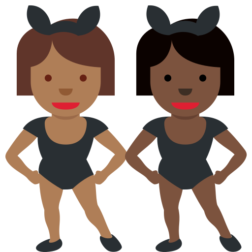 Women with Bunny Ears: Medium-Dark Skin Tone, Dark Skin Tone Women with Bunny Ears: Medium-Dark Skin Tone, Dark Skin Tone