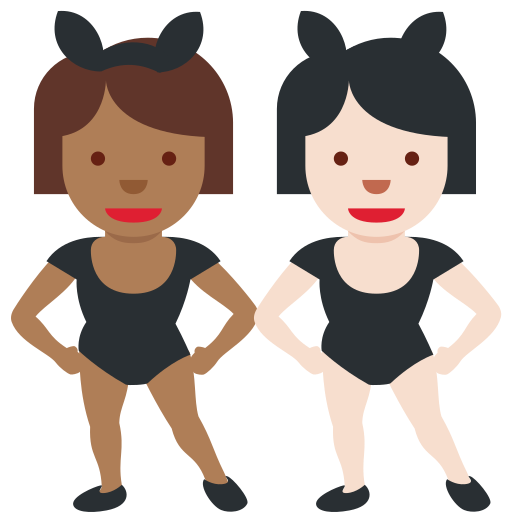 Women with Bunny Ears: Medium-Dark Skin Tone, Light Skin Tone Women with Bunny Ears: Medium-Dark Skin Tone, Light Skin Tone