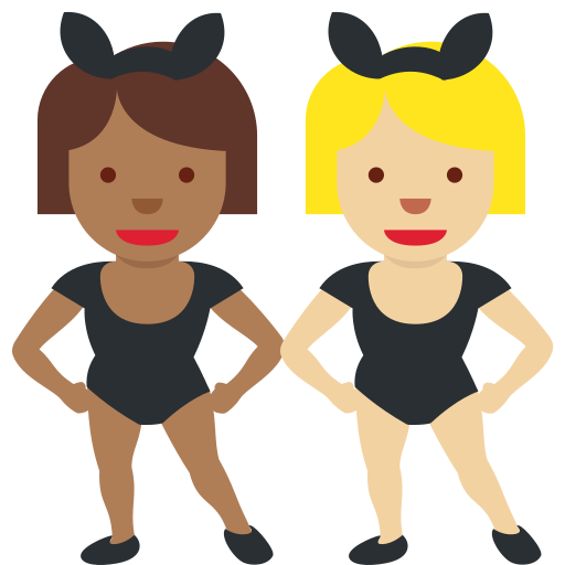 Women with Bunny Ears: Medium-Dark Skin Tone, Medium-Light Skin Tone Women with Bunny Ears: Medium-Dark Skin Tone, Medium-Light Skin Tone