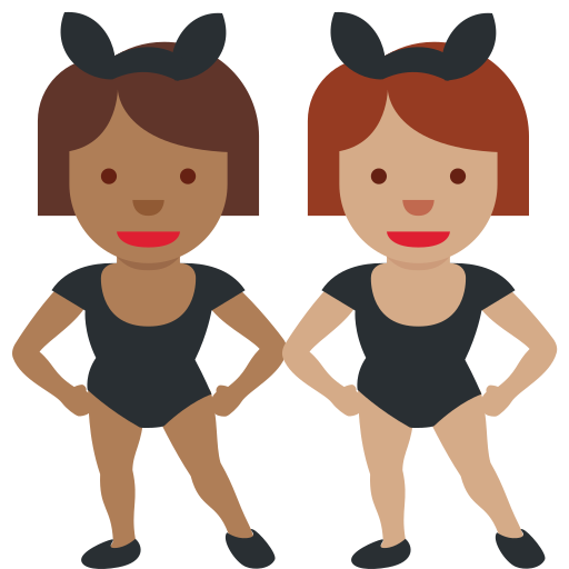 Women with Bunny Ears: Medium-Dark Skin Tone, Medium Skin Tone Women with Bunny Ears: Medium-Dark Skin Tone, Medium Skin Tone