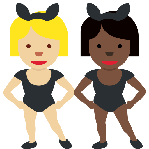Women with Bunny Ears: Medium-Light Skin Tone, Dark Skin Tone Women with Bunny Ears: Medium-Light Skin Tone, Dark Skin Tone