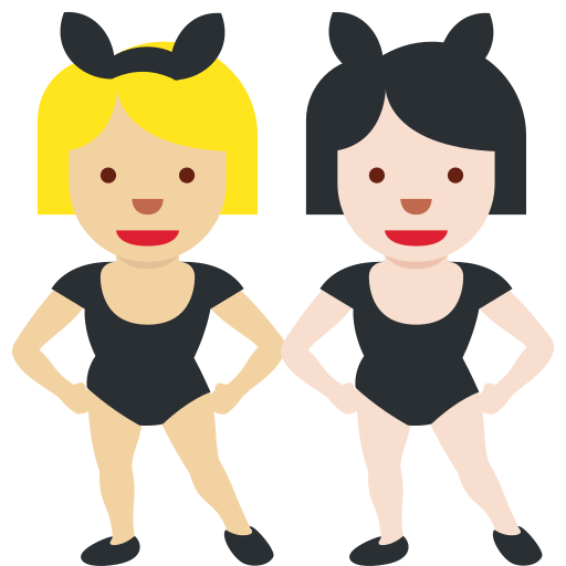 Women with Bunny Ears: Medium-Light Skin Tone, Light Skin Tone Women with Bunny Ears: Medium-Light Skin Tone, Light Skin Tone