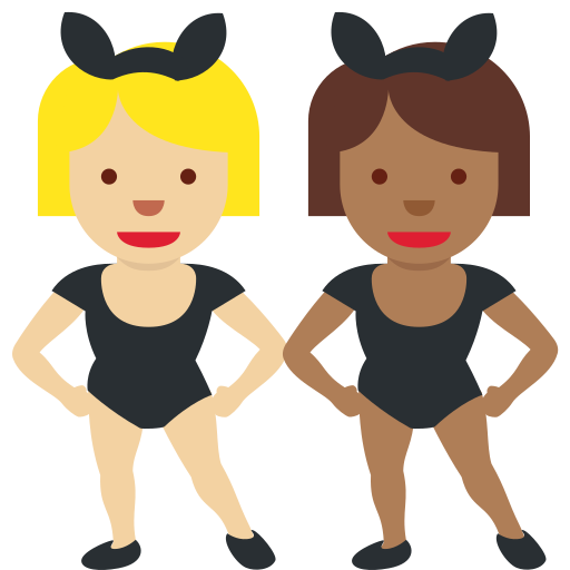 Women with Bunny Ears: Medium-Light Skin Tone, Medium-Dark Skin Tone Women with Bunny Ears: Medium-Light Skin Tone, Medium-Dark Skin Tone