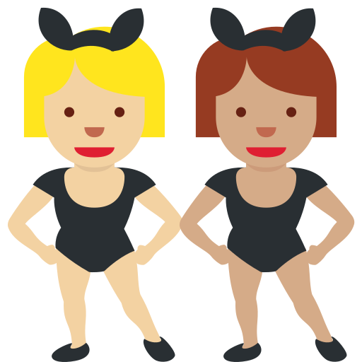 Women with Bunny Ears: Medium-Light Skin Tone, Medium Skin Tone Women with Bunny Ears: Medium-Light Skin Tone, Medium Skin Tone