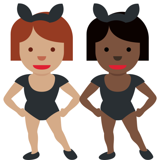Women with Bunny Ears: Medium Skin Tone, Dark Skin Tone Women with Bunny Ears: Medium Skin Tone, Dark Skin Tone