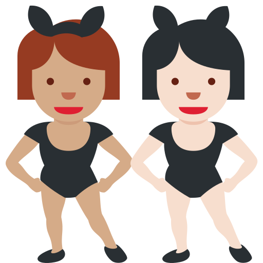 Women with Bunny Ears: Medium Skin Tone, Light Skin Tone Women with Bunny Ears: Medium Skin Tone, Light Skin Tone