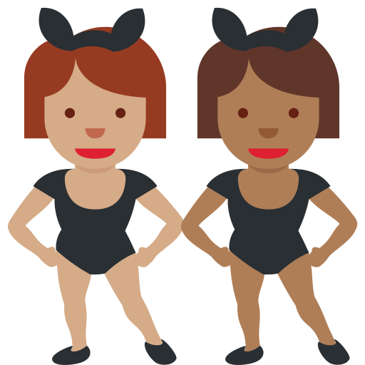 Women with Bunny Ears: Medium Skin Tone, Medium-Dark Skin Tone Women with Bunny Ears: Medium Skin Tone, Medium-Dark Skin Tone