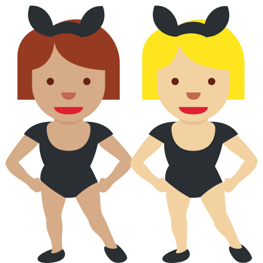 Women with Bunny Ears: Medium Skin Tone, Medium-Light Skin Tone Women with Bunny Ears: Medium Skin Tone, Medium-Light Skin Tone