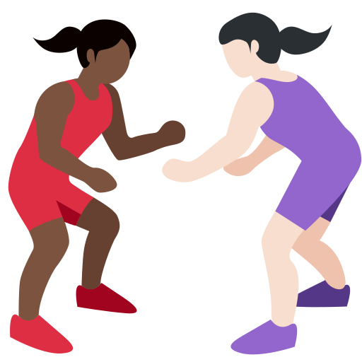 Women Wrestling: Dark Skin Tone, Light Skin Tone Women Wrestling: Dark Skin Tone, Light Skin Tone