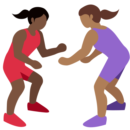 Women Wrestling: Dark Skin Tone, Medium-Dark Skin Tone Women Wrestling: Dark Skin Tone, Medium-Dark Skin Tone